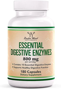 Digestive Enzymes - 800mg Blend of All 10 Most Essential Digestive and Pancreatic Enzymes (Amylase, Lipase, Bromelain, Lactase, Papain, Protease, Cellulase, Maltase, Invertase) by Double Wood in Pakistan