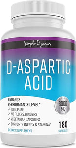 D-Aspartic Acid Supplement, No Gluten, Binders or Fillers, Dietary Pills for Energy Support, 3000mg D-Aspartic Acid per Serving, 180 Non-GMO Vegan Capsules in Pakistan
