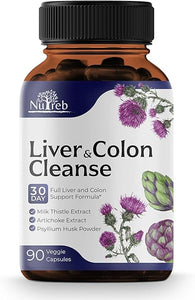 Liver Cleanse Detox & Repair with Colon Cleanse - Milk Thistle, Psyllium Husk Fiber, and Senna for Liver Detox - Supports Gut Health, Reliefs Bloating, Men & Women - Vegan 90 Capsules in Pakistan