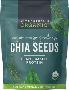 Viva Naturals Organic Chia Seeds - Plant-Based Omegas 3 and Vegan Protein, Perfect for Smoothies, Salads and Chia Puddings, Certified Non-GMO and USDA Organic, 2 lb (907 g) in Pakistan