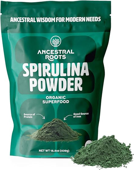 Ancestral Roots - Organic Spirulina Powder (15.5 oz) USDA Certified Vegan Spirulina Powder I 100% Pure Superfood for Optimal Health & Immune Support. in Pakistan