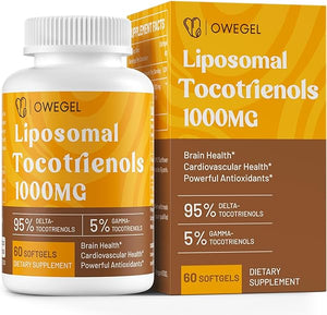 Liposomal Tocotrienols 1000mg - High Bioavailability Vitamin E Tocotrienols Supplements,95% Delta & 5% Gamma Tocotrienol Capsules Support Cardiovascular,Skin,Bone,Antioxidant,60 Softgels in Pakistan