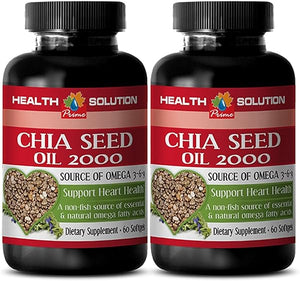 Chia Seed Oil Capsule - CHIA Seed Oil 2000 - Rich Source of Healthy fats and nutrients - chia Seeds Organic - chia Seeds Oil for Skin - chia Seeds Oil for Hair Growth - chia Oil Capsules - 2 Bottles in Pakistan