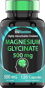 Magnesium Glycinate 500mg Per Capsule - 120 Count | 4 Month Supply! | Pure Chelated Magnesium Supplement for Sleep, Calm, Nerve, Joint, & Bone Support* | AKA Magnesium Bisgycinate | Non-GMO in Pakistan