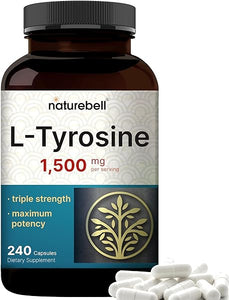 L Tyrosine Supplement, 1,500mg Per Serving, 240 Capsules | Essential Amino Acids – Brain Health Support for Memory, Cognitive Health, and Mental Alertness – Non-GMO in Pakistan