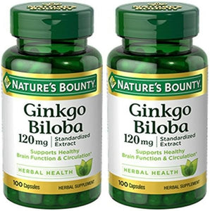 Nature's Bounty Ginkgo Biloba Standardized Extract 120 mg, Herbal Bottles, Capsule, 100 Count, Pack of 2 in Pakistan
