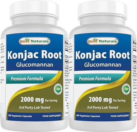 Best Naturals 2 Pack Konjac Glucomannan Root 2000 mg per Serving - 180 Vegetarian Capsules in Pakistan