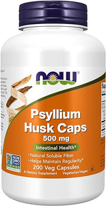 NOW Supplements, Psyllium Husk Caps 500 mg, Non-GMO Project Verified, Natural Soluble Fiber, Intestinal Health*, 200 Veg Capsules in Pakistan