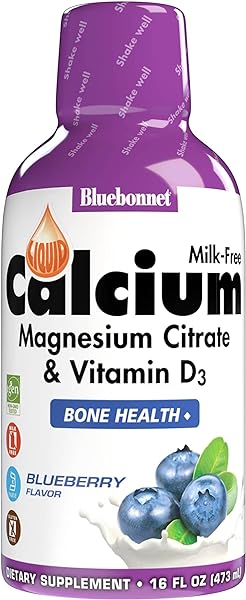 Bluebonnet Nutrition Liquid Calcium Citrate Magnesium Citrate, Vitamin D3, Bone Health, Gluten Free, Soy free, milk free, kosher,32 Servings, Blueberry Flavor, 16 Fl Oz (Pack of 1) in Pakistan