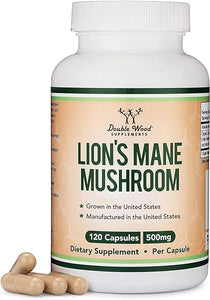 Lions Mane Supplement Mushroom Capsules (Two Month Supply - 120 Count) for Brain Support and Immune Health (Third Party Tested, Grown and Manufactured in The USA) by Double Wood in Pakistan
