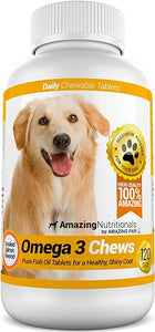 Amazing Omega 3 Fish Oil for Dogs - Omega 3 for Dogs Shedding and Itchy Skin Relief for Dog Dry Skin and Hot Spots, EPA and DHA Fatty Acids, Dog Skin and Coat Supplement - 120 Salmon Flavor Chews in Pakistan