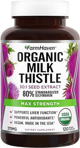 FarmHaven USDA Organic Milk Thistle Capsules | 11250mg Strength | 30X Concentrated Seed Extract & 80% Silymarin Standardized - Supports Liver Function and Overall Health | Non-GMO | 120 Vegan Capsules in Pakistan