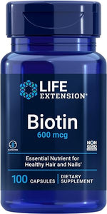 Life Extension Biotin 600 mcg Vitamin B7 Support Supplement for Beautiful Hair, Nails & Beyond – Gluten-Free, Non-GMO - 100 Capsules in Pakistan