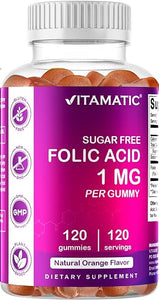 Vitamatic Folic Acid Gummies 1000 mcg (1 mg) - an Essential Prenatal Vitamins for Mom & Baby - Vitamin B9-120 Vegan Gummies (1) in Pakistan
