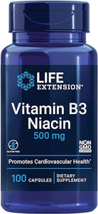 Life Extension Vitamin B3 Niacin 500 mg – Niacin (Vitamin B3), Supports Heart Health, Promotes cellular energy production – Gluten-Free, Non-GMO – 100 Capsules in Pakistan