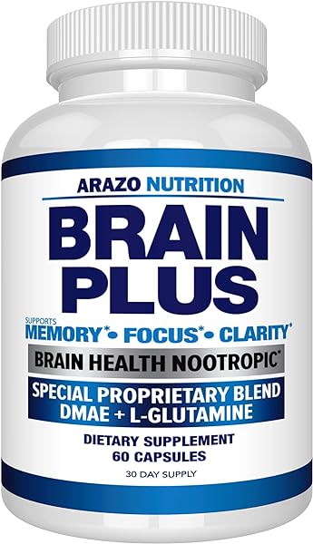 Premium Brain Function Supplement – Memory, Focus, Clarity – Nootropic Booster with DMAE, Bacopa Monnieri, L-Glutamine, Multi Vitamins, Multi Minerals - Arazo Nutrition in Pakistan