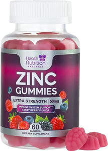 Zinc Vitamin Gummies 50mg, Max Strength Immune Support for Adults, Zinc Supplement Gummy for Beautiful Skin and Immune Health Support, Nature’s Antioxidant Supplement, Vegan, Non-GMO - 60 Gummies in Pakistan