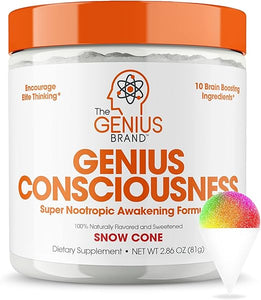 Genius Consciousness, Super Nootropic Brain Supplement Powder, Snow Cone - Focus, Cognitive Function, Concentration & Memory Booster - Alpha GPC & Lions Mane Mushroom for Neuro Energy in Pakistan