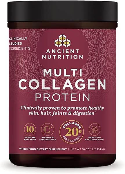 Ancient Nutrition Collagen Powder Protein with Probiotics, Unflavored Multi Collagen Protein with Vitamin C, 45 Servings, Hydrolyzed Collagen Peptides Supports Skin and Nails, Gut Health, 16oz in Pakistan