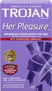 Trojan Her Pleasure Sensations Spermicidal Lubricated Condoms, 12ct