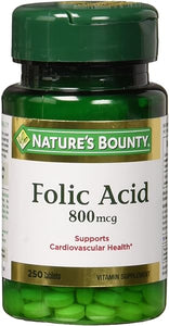 Nature's Bounty Folic Acid 800 mcg Tablets Maximum Strength 250 ea (Pack of 2) in Pakistan