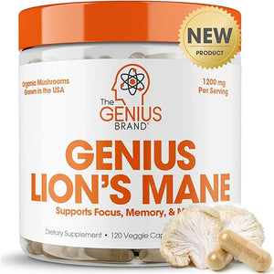 Genius Lions Mane Mushroom Supplement, 120 Pills - Nootropic Supplement to Help Increase Focus, Cognition, Memory, and Clarity in Pakistan