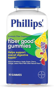 Phillips’ Fiber Good Gummies, Prebiotic Fiber Supplement with Inulin Soluble Fiber for Adults and Children, Fruit Flavored Daily Fiber Gummies, 4g of Fiber Per Serving (2 Gummies), 90 Count in Pakistan