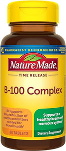 Nature Made Time Release Vitamin B-100 High Potency B Complex, Dietary Supplement for Nervous System Function Support, 60 Time Release Tablets, 60 Day Supply in Pakistan
