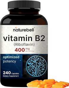 NatureBell Vitamin B2 Riboflavin 400mg Per Serving, 240 Capsules | Essential Daily B Vitamin, Easily Absorbed Form – Supports Energy, Skin, and Cellular Health – Non-GMO, Gluten Free in Pakistan