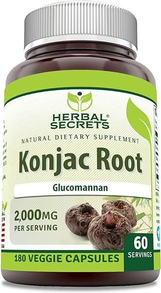 Herbal Secrets Konjac Root Supplement | 2000 Mg | 180 Veggie Capsules | Non-GMO | Gluten Free | Made in USA in Pakistan