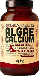 Calcium Supplement - Whole Food with Vitamin K2 & D3, Magnesium, Zinc, Boron, Mineral Complex. Sourced Sustainably from Red Algae. for Bone Strength and Support. Non-GMO & Vegan 90 Capsules. in Pakistan