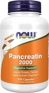 NOW Supplements, Pancreatin 2000 with naturally occurring Protease (Protein Digesting), Amylase (Carbohydrate Digesting), and Lipase (Fat Digesting) Enzymes, 250 Capsules , 1 Count (Pack of 1 ) in Pakistan