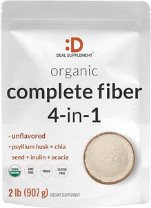 Organic Fiber Powder Supplement, 2lbs – with Psyllium Husk, Chia Seed, Inulin, & Acacia – Daily Fiber for Adults – Rich in Prebiotics for Gut & Digestive Health – Unflavored, Non-GMO in Pakistan