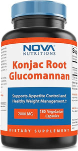 Nova Nutritions 2 Pack Konjac Root Glucomannan Capsules 2000 mg/Serving Veggie Caps 180 Count (Total 360 Capsules) in Pakistan