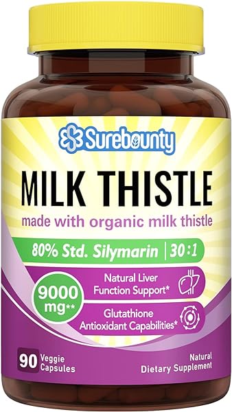 Organic Milk Thistle, 9000 mg Equivalent, 30X Concentrated Seed Extract with 80% Silymarin, Liver Cleanse Detox for Men + Women, Once Daily, 90 Veggie Caps in Pakistan