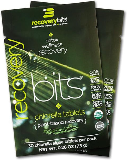RECOVERYbits Organic Chlorella Algae Tablets, Superfood, Pure Green Algae, High Protein and Fiber, Chlorophyll, Cracked Cell Wall Non-Irradiated, for Immune Boosting and Detox, Non-GMO, 60 Tablets in Pakistan