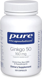 Pure Encapsulations Ginkgo 50 160 mg | Ginkgo Biloba Supplement to Support Oxygen, Blood Circulation, and Mild Memory Problems Associated with Aging* | 120 Capsules in Pakistan