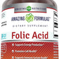 Amazing Formulas Folic Acid Tablets Supplement - Supports Immune System & Energy Production* - Promotes Cell Health* (5000mcg, 120 Count)