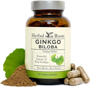 Herbal Roots Ginkgo Biloba Made with Pure Organic Ginkgo Leaf - 1,400mg per Serving, 60 Vegan Capsules in Pakistan
