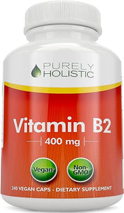 Purely Holistic Vitamin B2 Riboflavin 400mg - 240 Vegan Capsules, 8 Month Supply - High Strength B2 Vitamins - Non GMO & Gluten Free - Supports Energy Production & Cellular Health in Pakistan