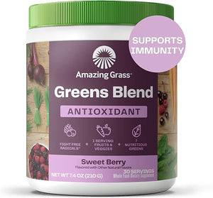Amazing Grass Greens Blend Antioxidant: Super Greens Powder Smoothie Mix with Organic Spirulina, Beet Root Powder, Elderberry, Bilberry, Prebioitics & Probiotics, Sweet Berry, 30 Servings in Pakistan