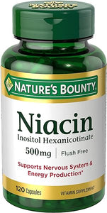 Nature's Bounty Niacin 500mg Flush Free, Cellular Energy Support, Supports Nervous System Health, 120 Capsules in Pakistan