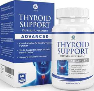 1 Body Thyroid Support Supplement with Iodine - Energy & Focus Support Formula - Vegetarian & Non-GMO - Vitamin B12 Complex, Zinc, Selenium, Ashwagandha, Copper & More 30 Day Supply