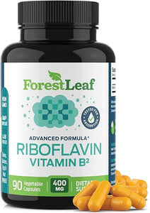 ForestLeaf Vitamin B2 Riboflavin 400mg - Energy, Skin & Cellular Health Supplement - Nervous System Support - Vitamin B 2 VIT B - Non-GMO & Gluten Free - B2 Vitamin 400mg Vegetable Capsules, 90 Count in Pakistan