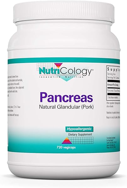 Nutricology Pancreas Dietary Supplement - Digestive Support, Natural Glandur (Pork), Enzymes, Hypoallergenic, Vegetarian Capsules, Gluten Free - 720 Count in Pakistan