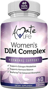 Women’s DIM Complex 150mg - Bioperine Estrogen Balancing Pills for Menopause & Hot Flashes Relief Support Hormonal Acne Powerful Supplement - 60 Capsules - Made in USA by Amate Life in Pakistan