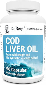 Dr. Berg Cod Liver Oil Capsules - New Formula Without OxBile - Rich in Omega-3 Fatty Acids (DHA & EPA), Vitamins A & D - No Smells or Bad Aftertaste - 90 Capsules in Pakistan