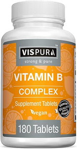 Vitamin B-Complex, 180 Vegan Tablets, All B Vitamins Including B12, B1, B2, B3, B5, B6, B7, B9, Folic Acid, for Stress, Energy and Healthy Immune System*, Natural Supplement Without Additives in Pakistan