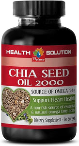 Oleic Acid Organic - CHIA Seed Oil 2000 - Improve The Function of The Brain, Plant Based Omega 3 6 9 Supplement, Anti Aging Supplement, chia Seed Supplement Pill, Omega 3 Fatty Acids, 1B 60 Softgels in Pakistan