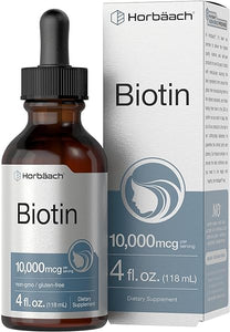 Biotin Liquid Drops 10000mcg | 4 fl oz | Vegetarian, Non-GMO & Gluten Free Supplement | by Horbaach in Pakistan